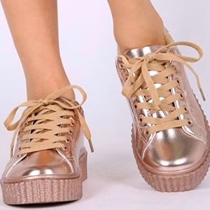 Liliana Rose Gold Metallic Platform Sneaker